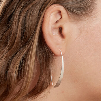 Brushed Silver Hairpin Threader Earring, 4 of 5