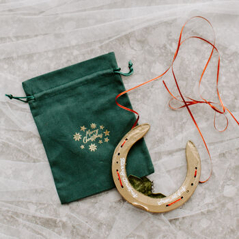 Personalised Gold Xmas Lucky Wedding Horseshoe, 4 of 5