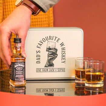 Personalised Dad's Favourite Whiskey Tin Gift Set, 3 of 9
