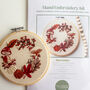 Autumn Wreath With Pumpkins And Mushrooms, Beginner Embroidery Kit, Hand Embroidery Gift, thumbnail 4 of 5