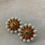 Red Flower Kundan And Meenakari Stud Earrings, thumbnail 2 of 3