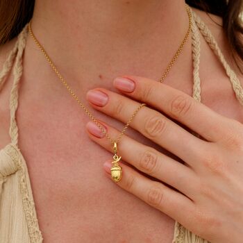 18ct Gold Acorn Charm Necklace, 3 of 6