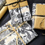 Christmas Botanical Luxe Gift Wrap Black Gold And Ivory, thumbnail 6 of 12