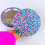 Blue Pink Confetti Glitter Pocket Mirror, thumbnail 1 of 6