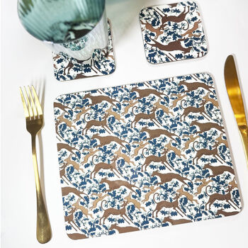 The Blue Rabbit And Whippet Set Of Four Placemats, 2 of 2
