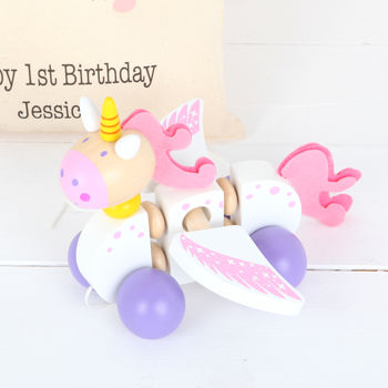 Personalised Cotton Bag And Unicorn Pull Along Toy, 4 of 6