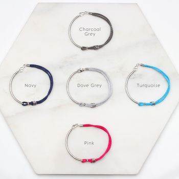 Personalised Silk And Sterling Silver Birthstone Bangle, 4 of 6