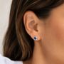 Handmade Sterling Silver Sapphire Stud Earrings, thumbnail 2 of 5