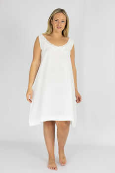 Women's White Cotton Nightdress Luxury Embroidered Juliet Chemise, 5 of 5