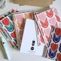 Block Print Tulip Notecards Set Of Eight, thumbnail 2 of 3