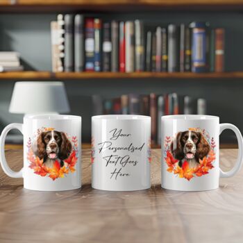 Personalised Dog Mug Welsh Springer Spaniel In An Autumn Wreath, 2 of 2