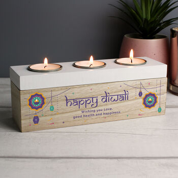 Personalised Diwali Triple Tealight Box, 2 of 5