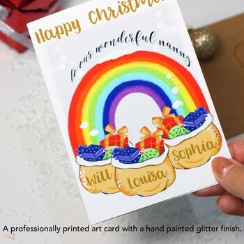 Personalised Rainbow Family Christmas Card, 2 of 5