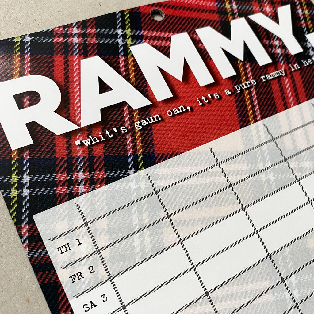 Tartan Family Planner Calendar 2022 With Scottish Words By Hiya Pal