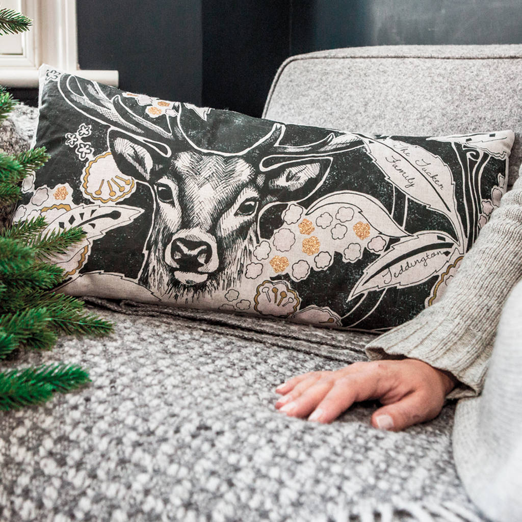 Personalised Christmas Deer Cushion, 1 of 10