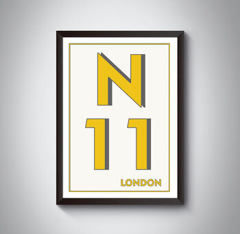 N11 Bounds Greenl London Postcode Typography Print, 4 of 10