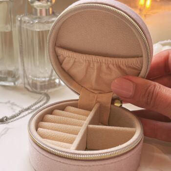 Small Portable Jewellery Box Velvet Vintage Pink, 2 of 6