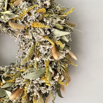 Dried Eucalyptus Wreath With Yellow Flowers, 2 of 6