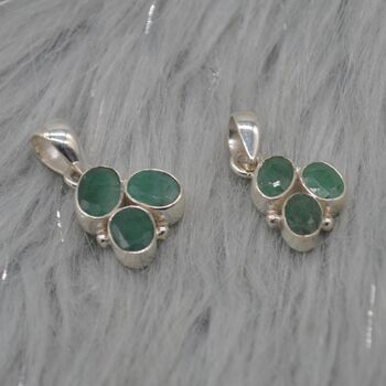 Emerald Pendant: Sterling Silver, May Birthstone, 3 of 8