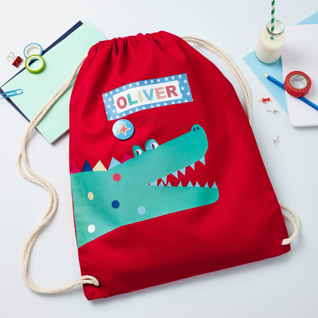 Boys Personalised Crocodile School Kit Bag By TillieMint