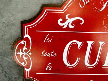 French Kitchen Metal Sign Vintage Red Cuisine Plaque, 6 of 7