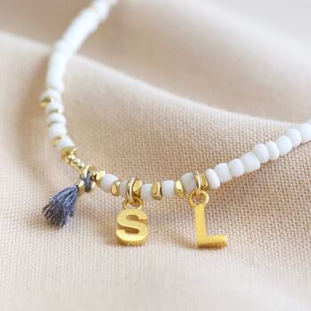 Personalised Initial Beaded Charm Necklace, 6 of 12