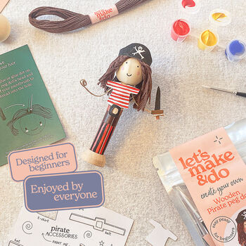 Make Your Own Pirate Wooden Peg Doll Kit, 5 of 9