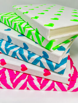 Handmade Block Print Pink Notebook, 5 of 6