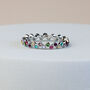 Colourful Crystal Wavy Band Silver Ring, thumbnail 2 of 4