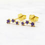 Tiny Amethyst February Birthstone Climber Stud Earrings, thumbnail 1 of 3