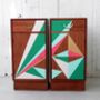 Mid Century Geometric Painted Bedside Cabinets, thumbnail 1 of 4