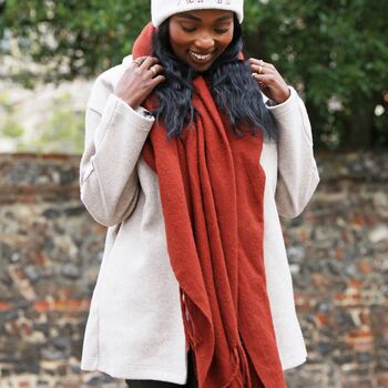 Lambswool Scarf In Terracotta, 2 of 6