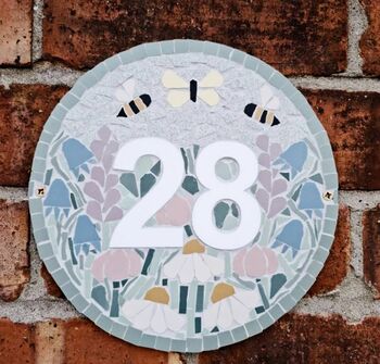 Floral Mosaic House Door Number Sign, 3 of 12