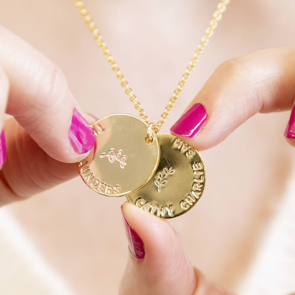 Family Personalised Hidden Message Disc Necklace, 1 of 7