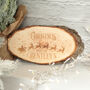 Santa's Reindeer Oval Christmas Wood Slice Sign, thumbnail 1 of 2