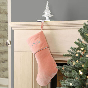 Personalised Blush Pink Velvet Christmas Stocking, 4 of 6