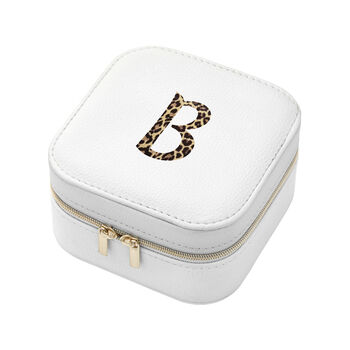 Personalised Animal Print White Travel Jewellery Case, 5 of 5