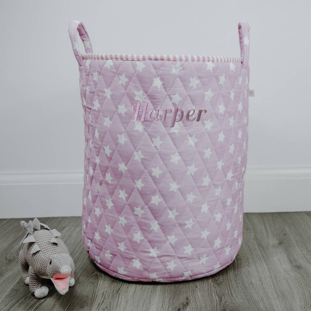 Personalised Dusty Pink Star Quilted Toy Bag, 1 of 3