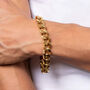 Mens Gold Plated Stainless Steel Heavy Curb Bracelet, thumbnail 1 of 8