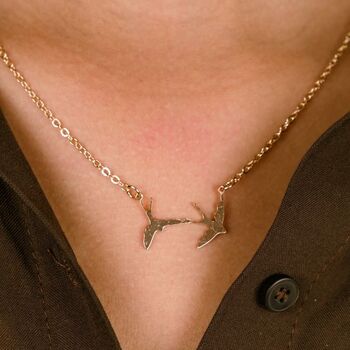 Two Bird Silver Gold Plated Necklace Pendant For Women, 2 of 7
