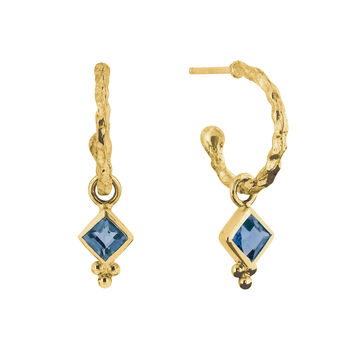 Divinity Princess Blue Topaz Hoops Silver/Gold Plated, 4 of 6