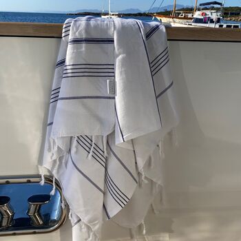 St Ives Peshtemal Towel Navy Blue, 9 of 12