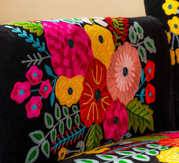 Black Embroidered Floral Armchair, 7 of 8