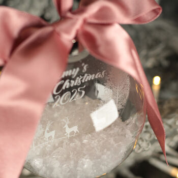 Round Glass Baby's 1st Christmas Snow Filled Tree Bauble Decoration, 2 of 6