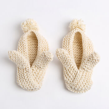 Baby Bunny Slippers Easy Knitting Kit, 2 of 7
