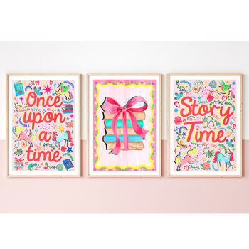 Pink Story Time Print, Reading Nook Illustration, Girls Room Wall Art, 8 of 12