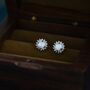 Opal Cz Halo Stud Earrings Sterling Silver, thumbnail 5 of 12