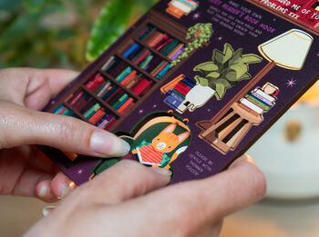 Personalised Reader Cat Birthday Pop Out Card, 6 of 6