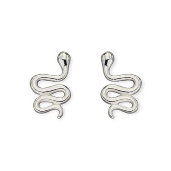 Snake Stud Earrings In Sterling Silver, 6 of 12