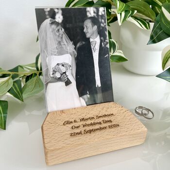 Personalised Beech Wood Photograph Holder, 4 of 8